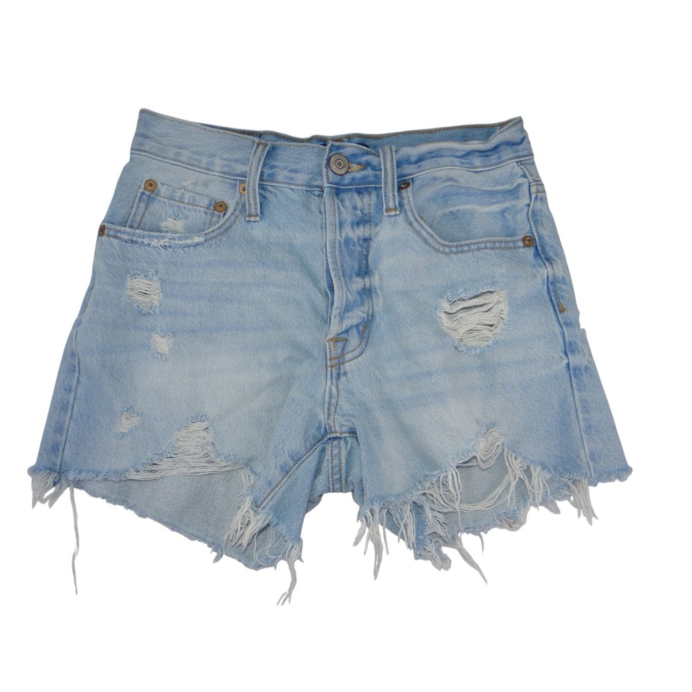 Aeropostale 90s High Rise Cut-Off Distressed Denim Shorts Light Wash Blue Size 2
